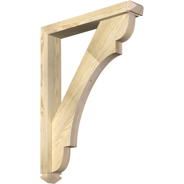 Ekena Millwork Olympic Arts and Crafts Rough Sawn Bracket w/ Offset Brace, Douglas Fir, 4"W x 24"D x 32"H BKT0402X24X32OLY03RDF - main